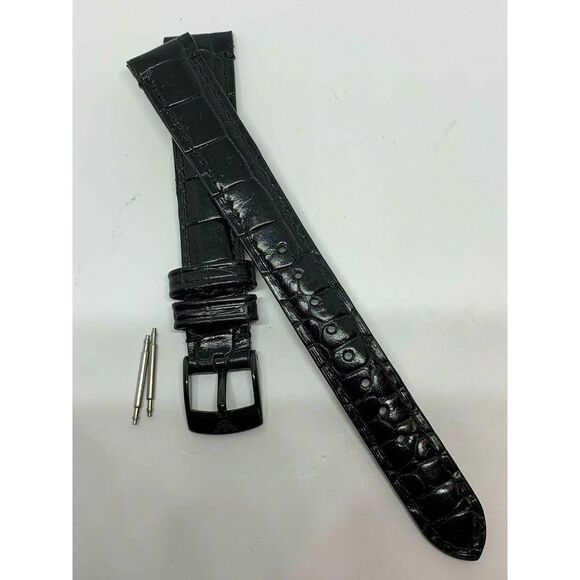 Emporio Armani Authentic 14mm all black genuine leather watch Band with pins L70 - Picture 4 of 10